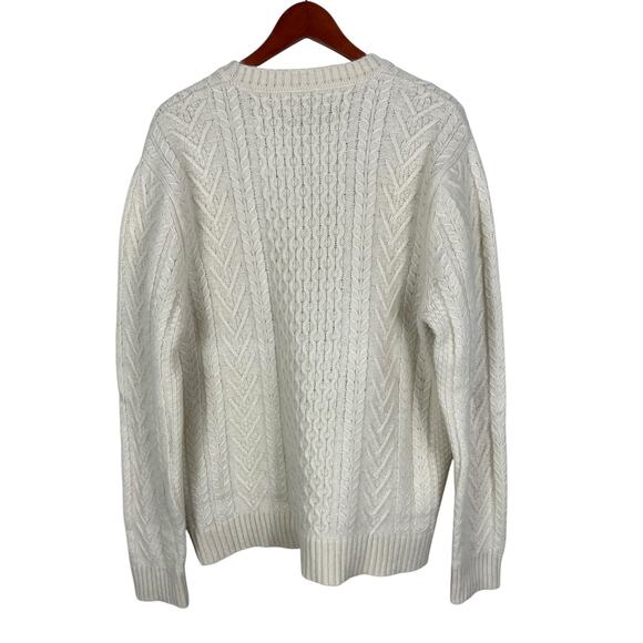 Schott Bros. Hand Crafted Wool Blend Cable Knit Sweater Fisherman Cream Mens XL - Picture 3 of 8